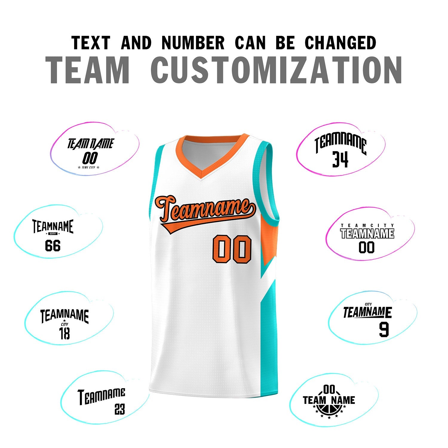Custom White Orange Side Design Sets Sports Uniform Basketball Jersey