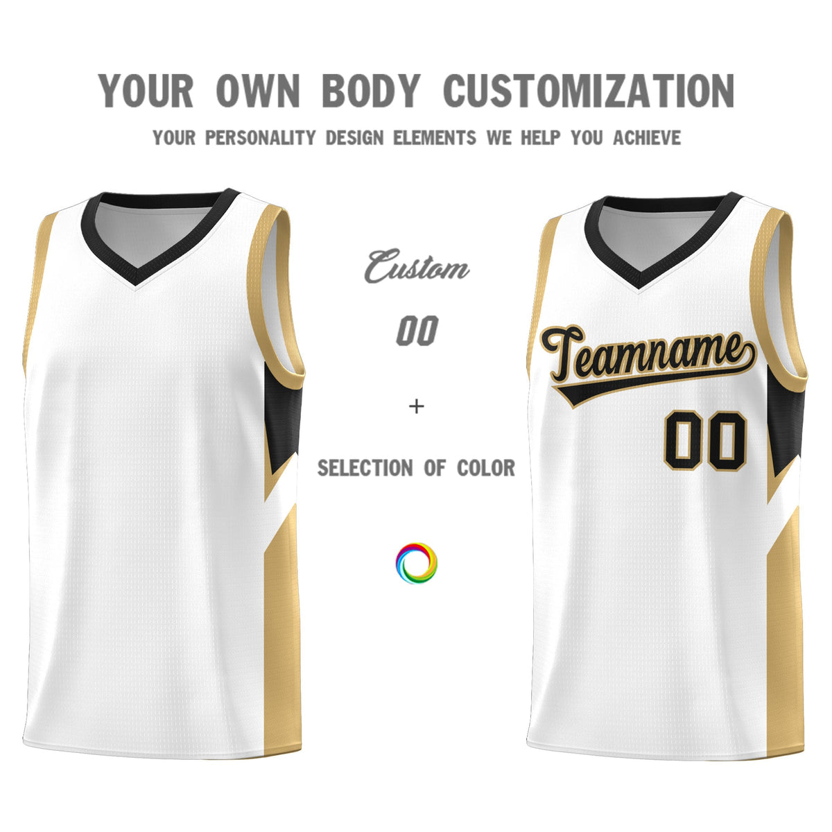 Custom White Black Side Design Sets Sports Uniform Basketball Jersey