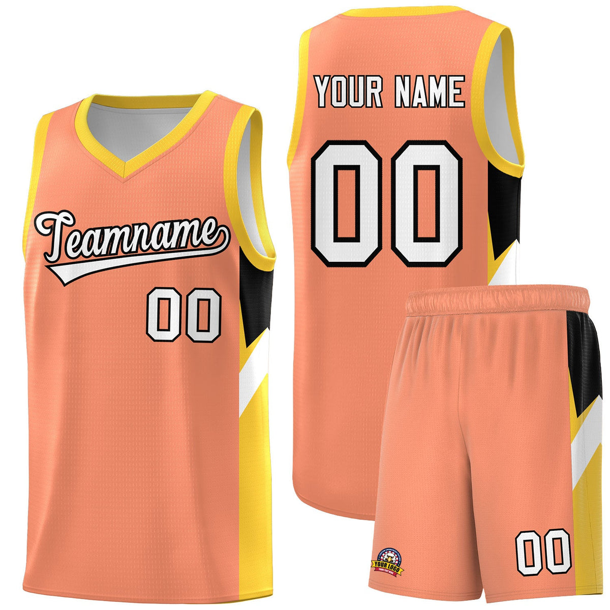 Custom Orange Gold Side Design Sets Sports Uniform Basketball Jersey