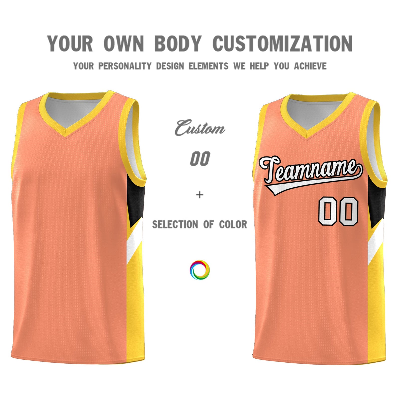 Custom Orange Gold Side Design Sets Sports Uniform Basketball Jersey
