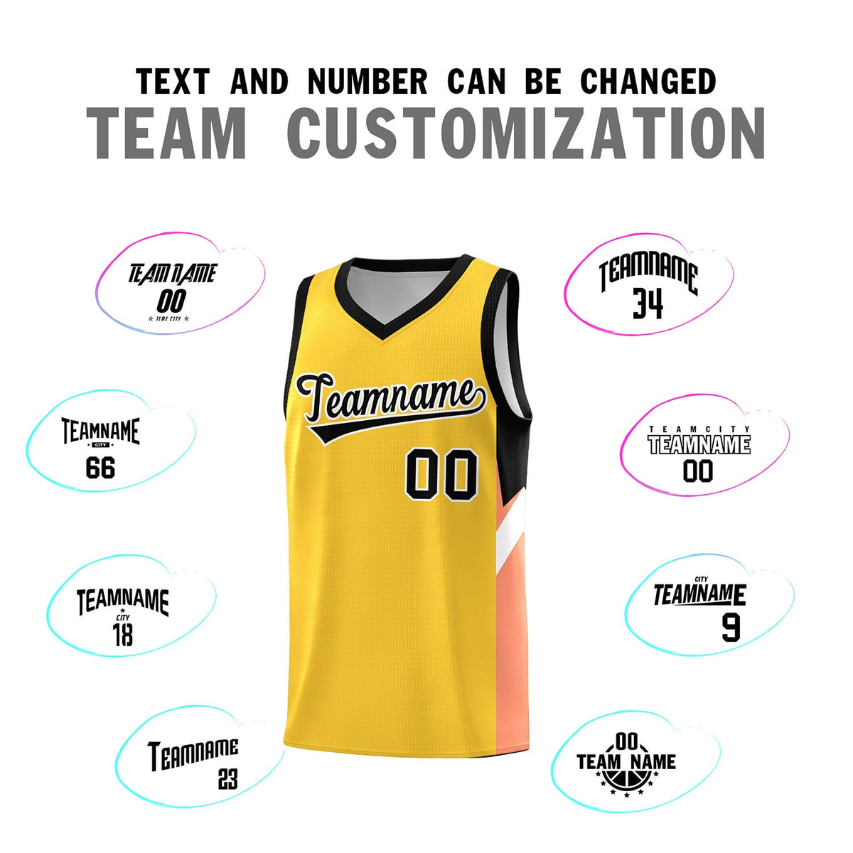 Custom Gold Black Side Design Sets Sports Uniform Basketball Jersey