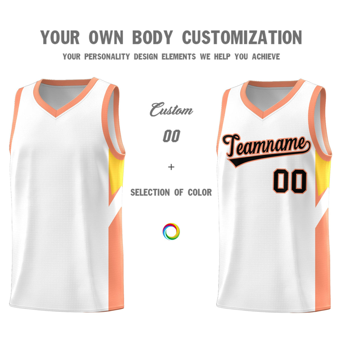 Custom White Orange Side Design Sets Sports Uniform Basketball Jersey