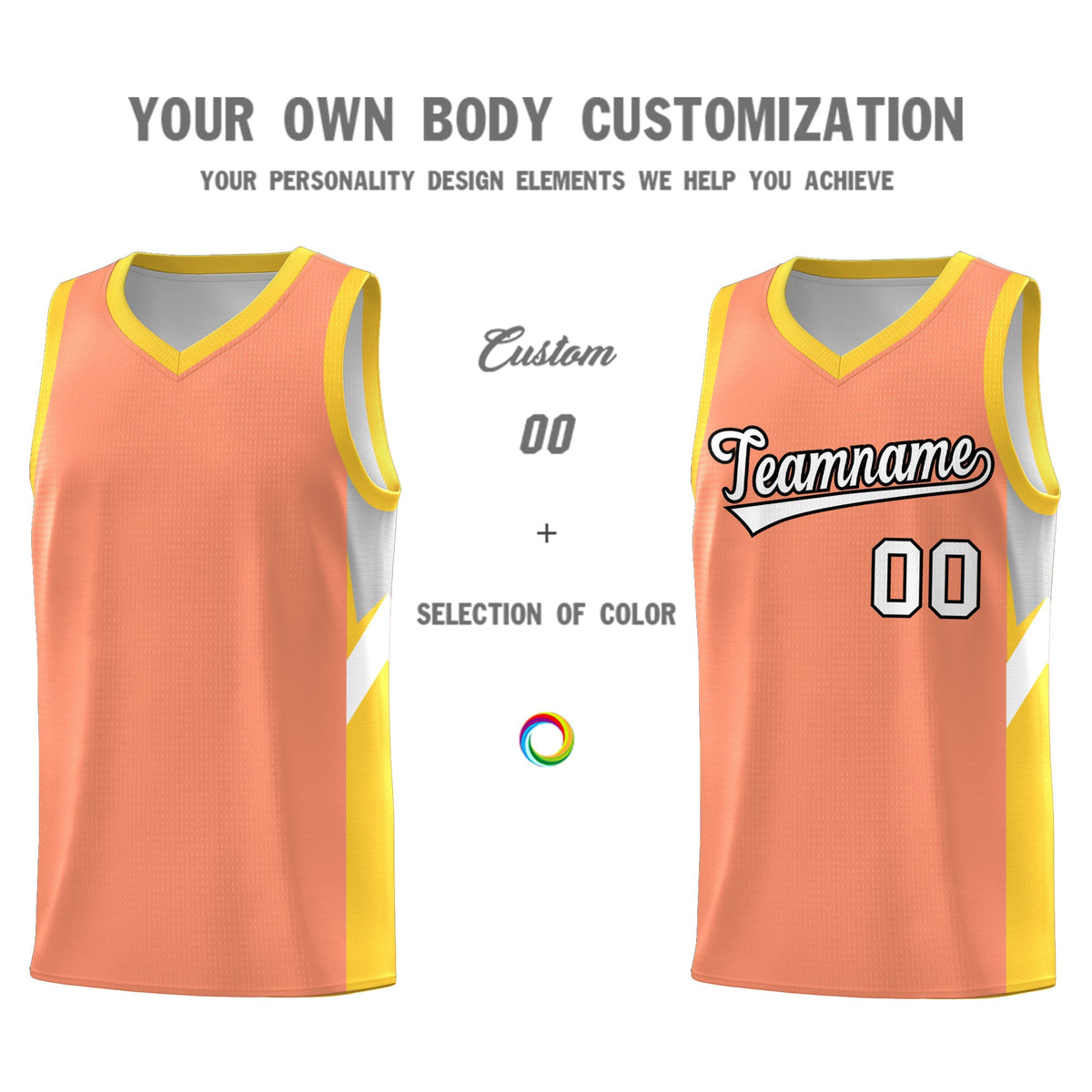 Custom Orange Gold Side Design Sets Sports Uniform Basketball Jersey
