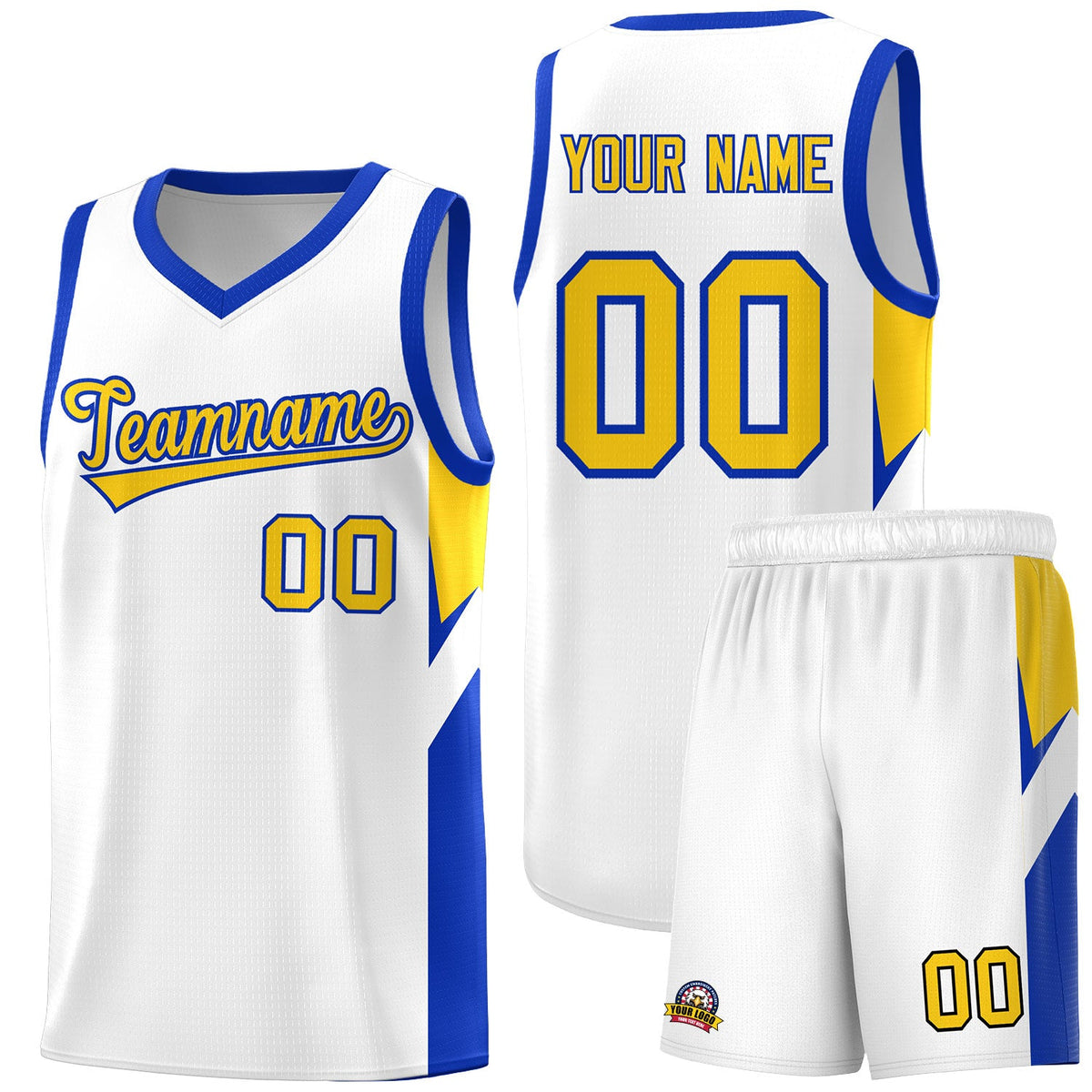 Custom White Royal Side Design Sets Sports Uniform Basketball Jersey