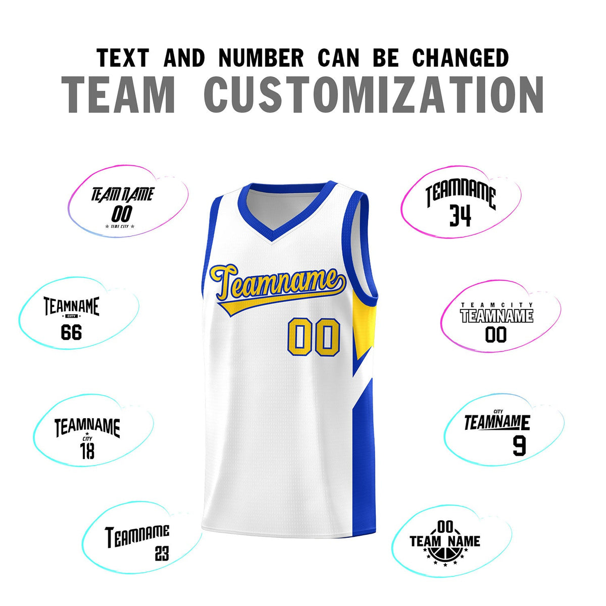 Custom White Royal Side Design Sets Sports Uniform Basketball Jersey
