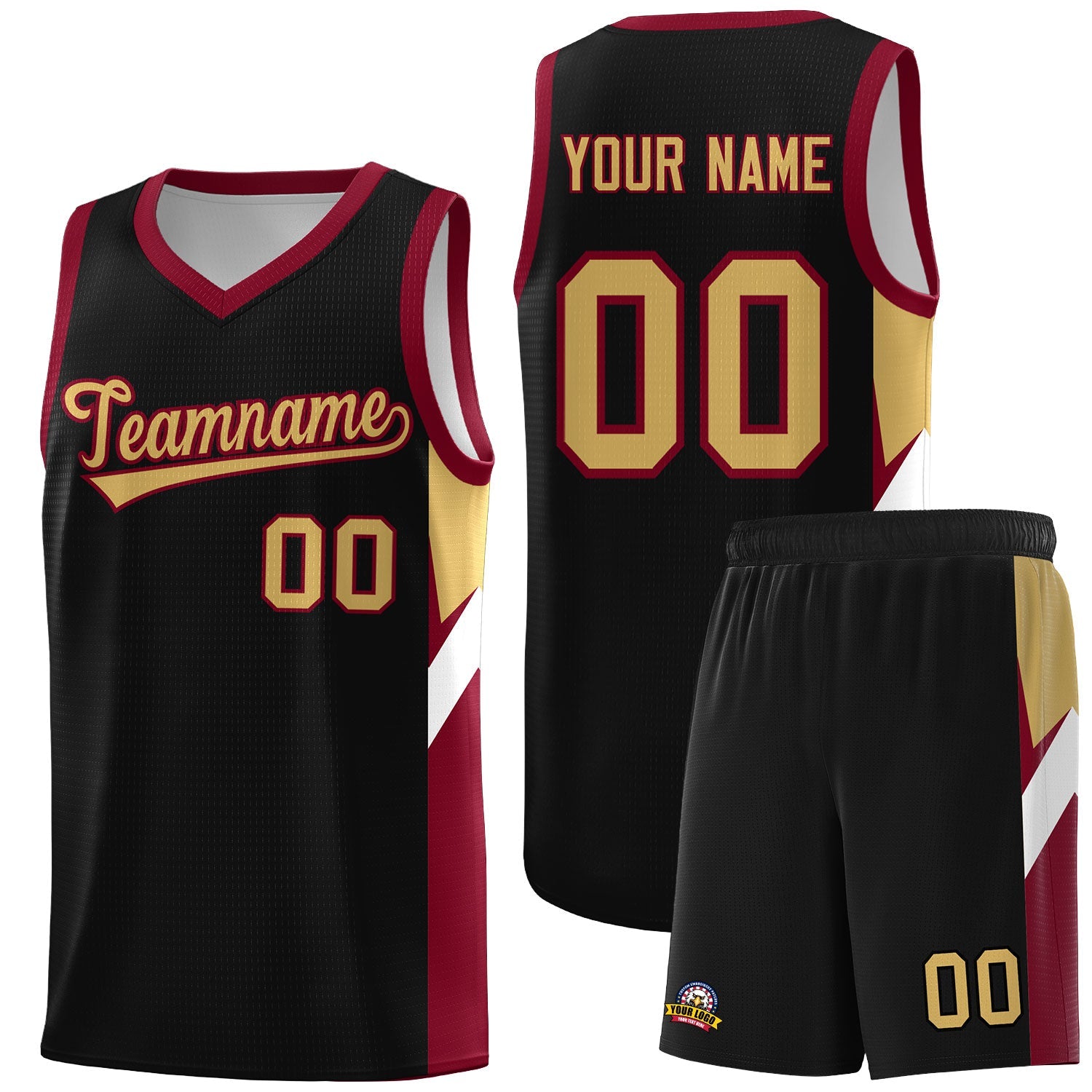 Custom Black Crimson Side Design Sets Sports Uniform Basketball Jersey