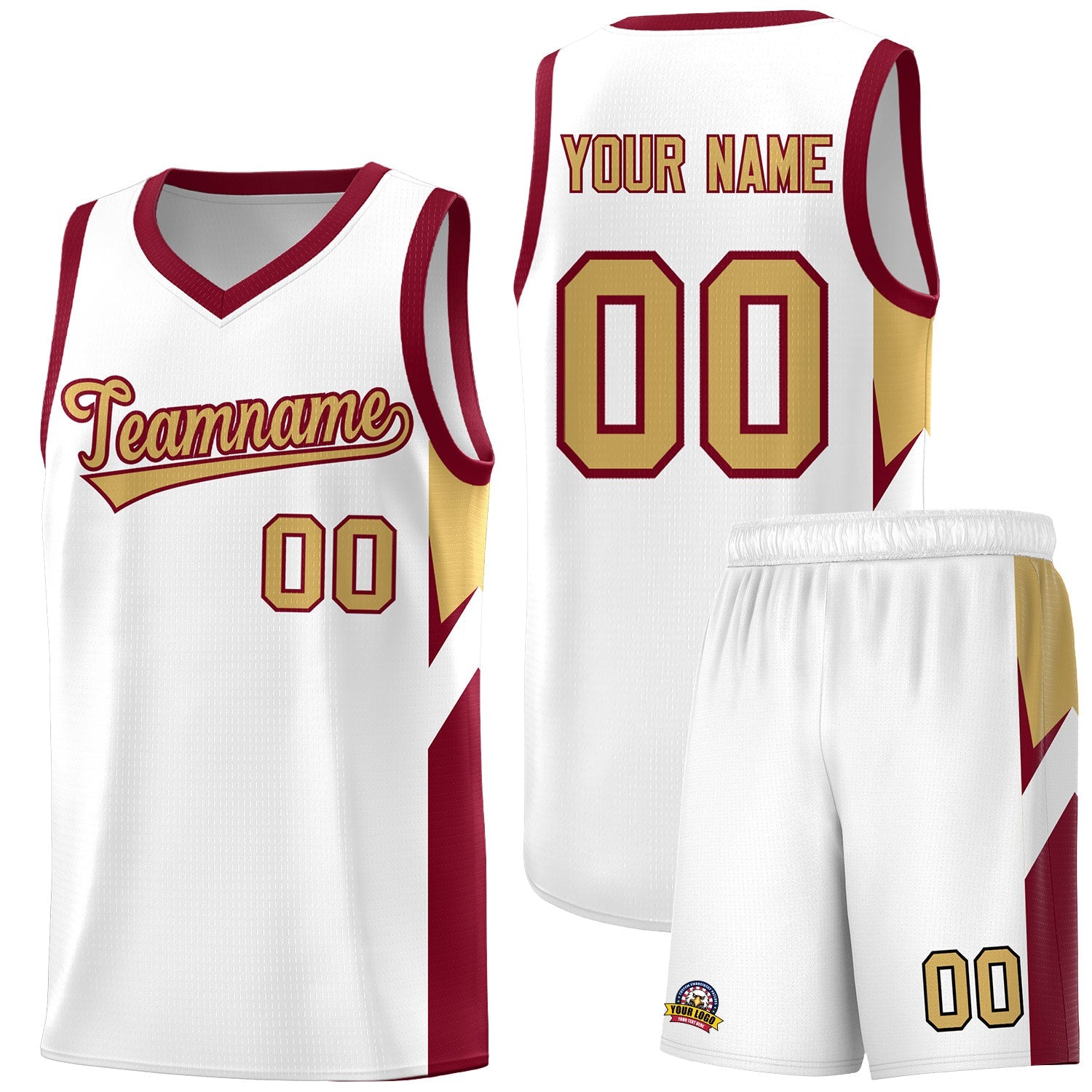Custom White Crimson Side Design Sets Sports Uniform Basketball Jersey