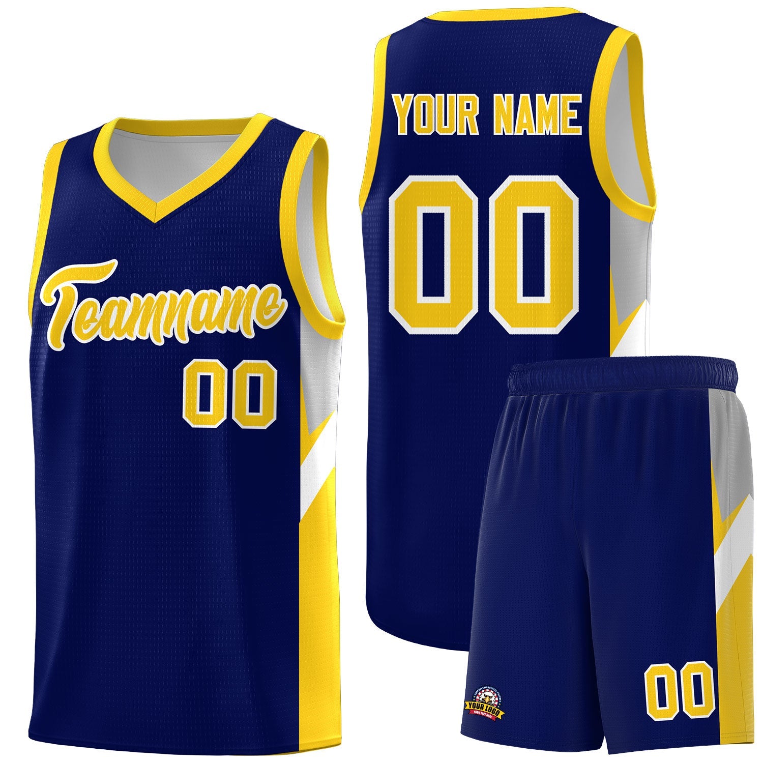 Custom Navy Gold Side Design Sets Sports Uniform Basketball Jersey