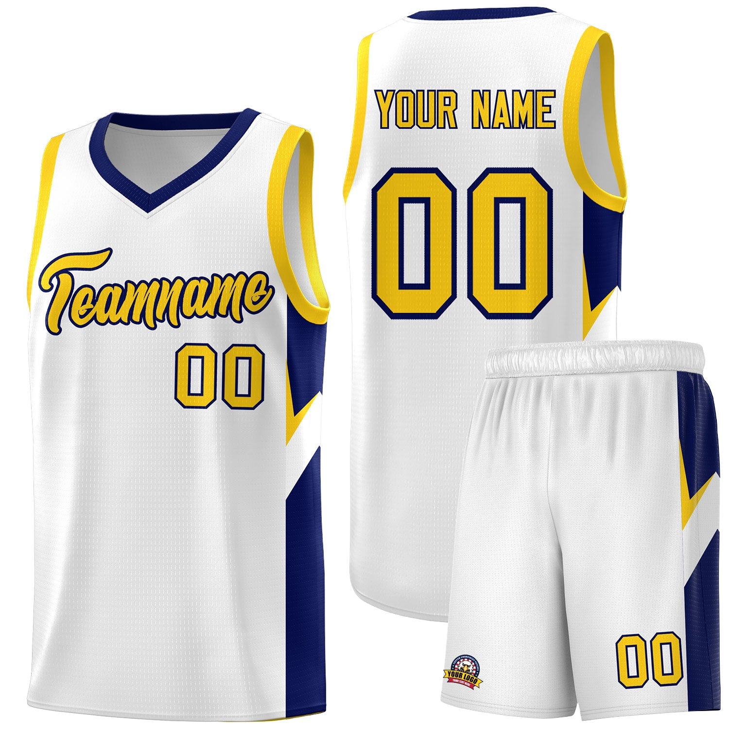 Custom White Navy Side Design Sets Sports Uniform Basketball Jersey