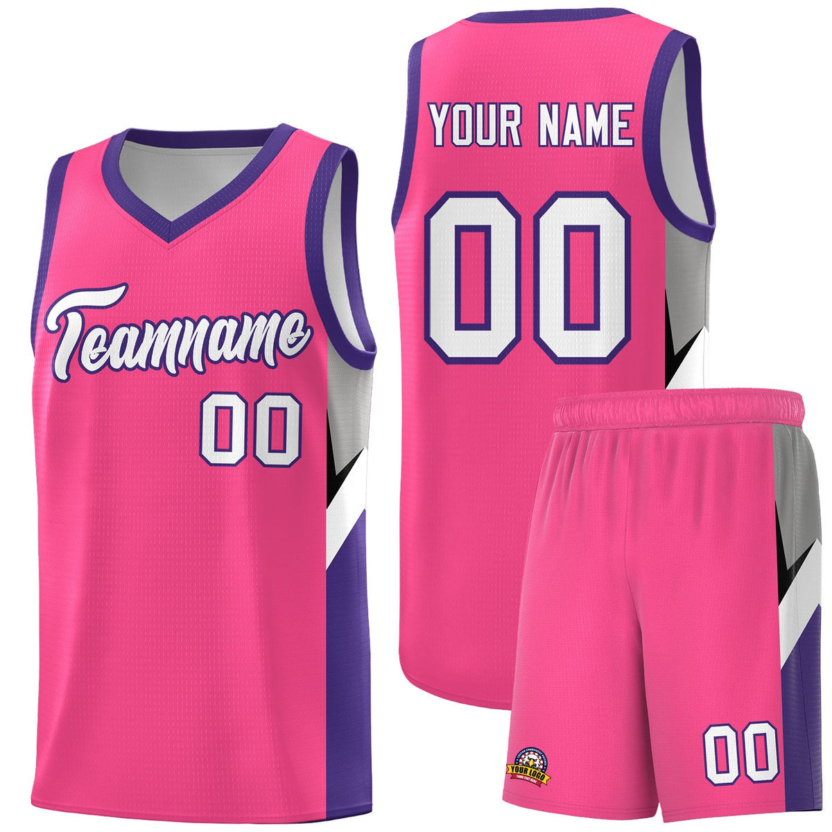 Custom Pink Purple Side Design Sets Sports Uniform Basketball Jersey