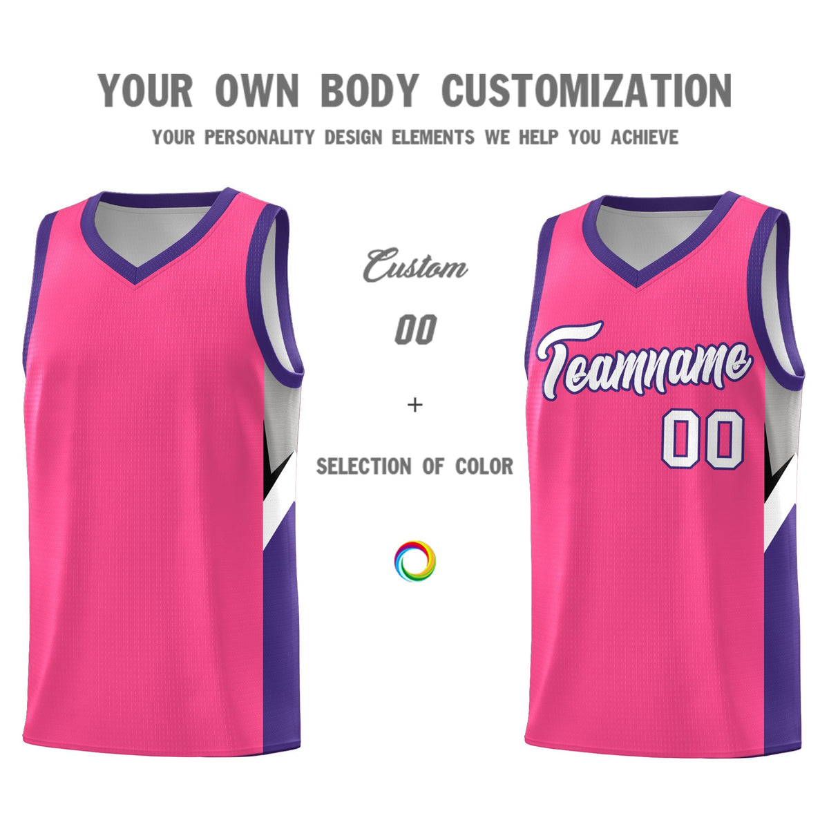 Custom Pink Purple Side Design Sets Sports Uniform Basketball Jersey