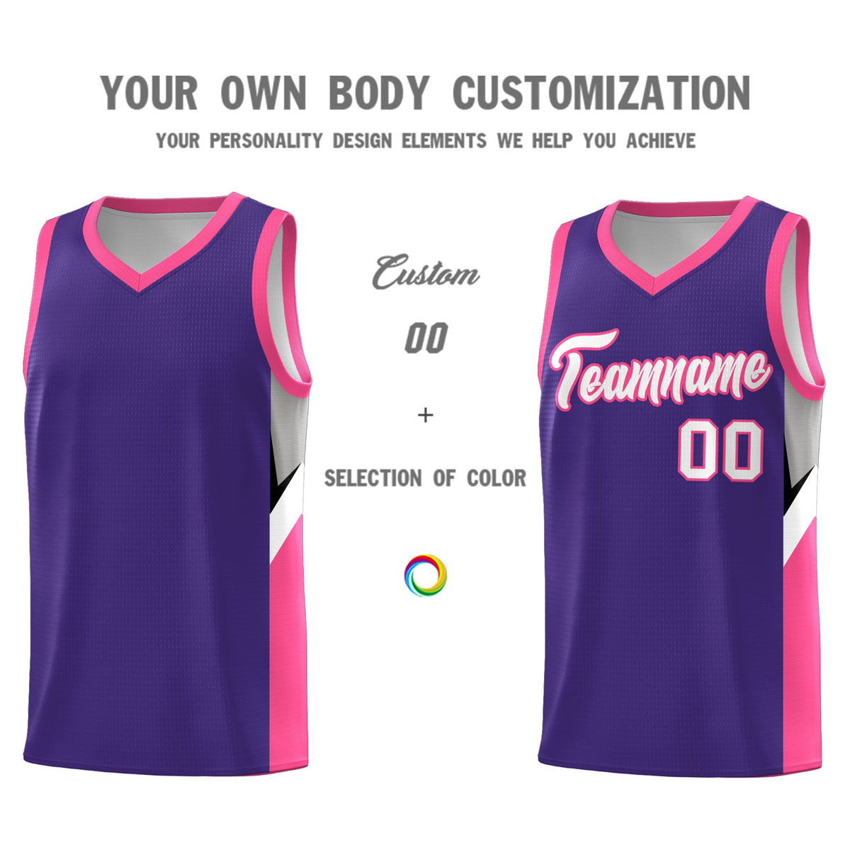 Custom Purple Pink Side Design Sets Sports Uniform Basketball Jersey