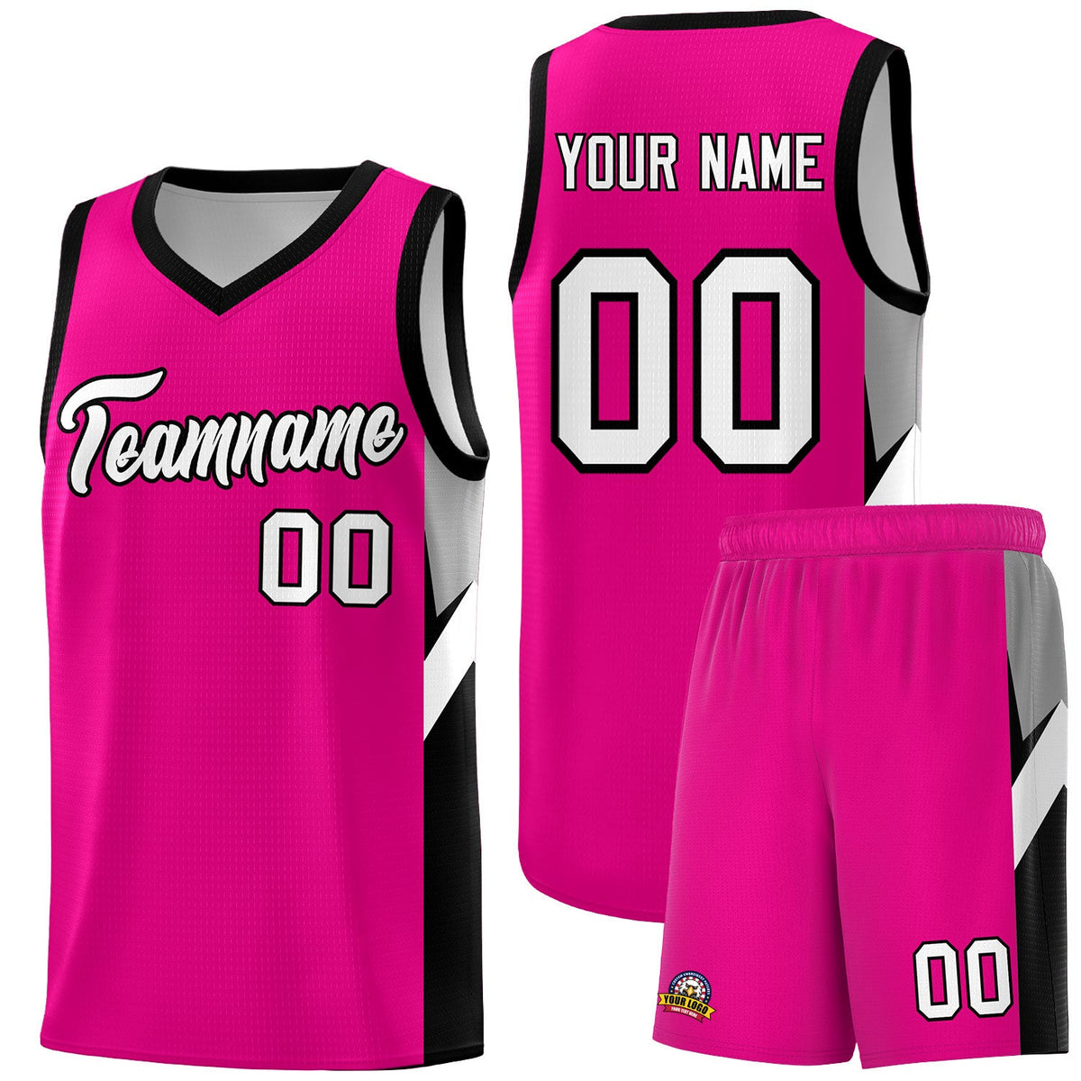 Custom Pink Black Side Design Sets Sports Uniform Basketball Jersey
