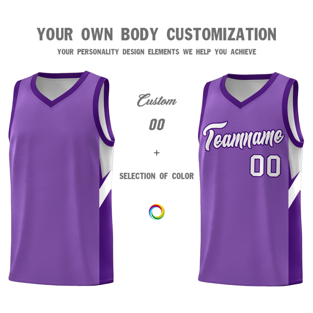 Custom Light Purple Purple Side Design Sets Sports Uniform Basketball Jersey