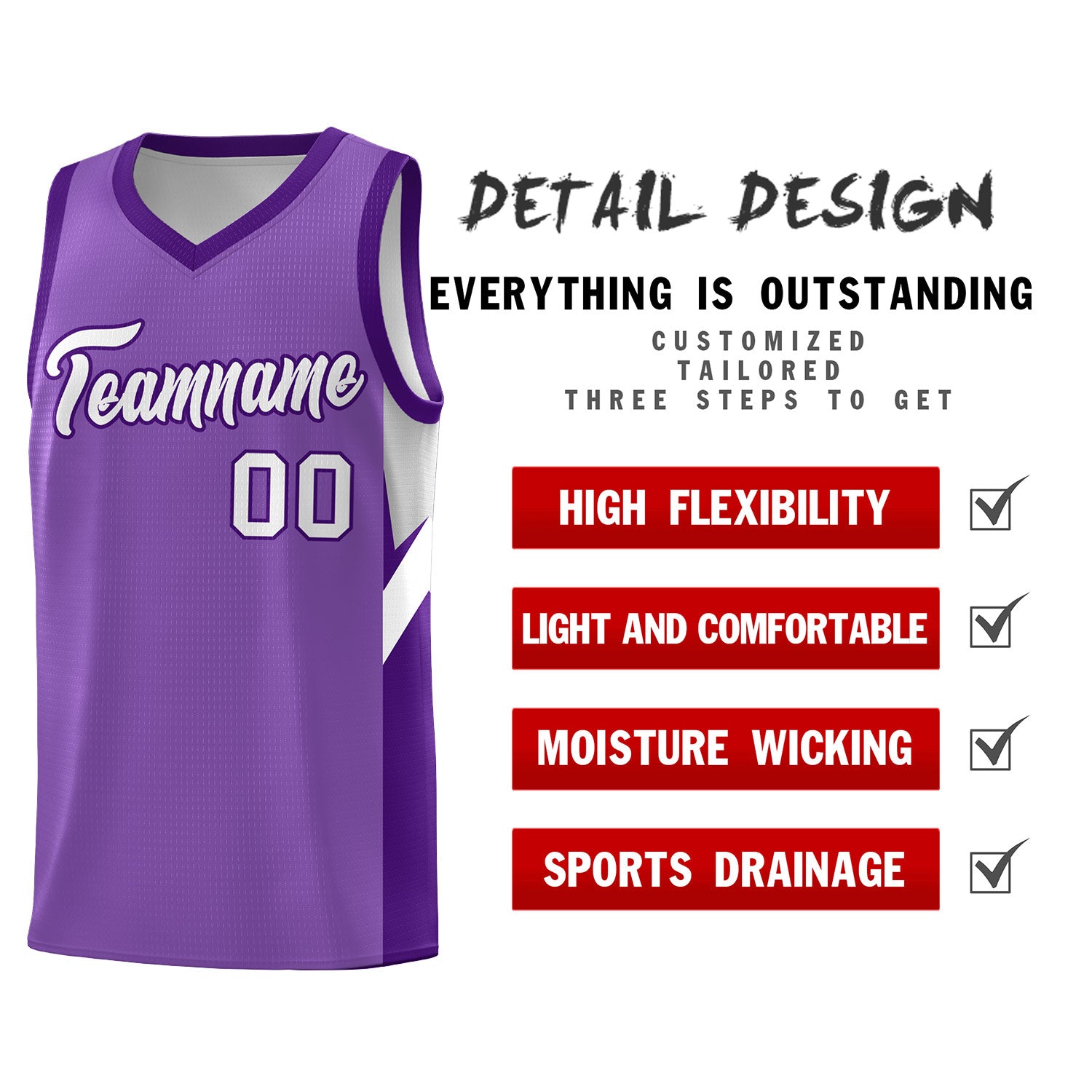 Custom Light Purple Purple Side Design Sets Sports Uniform Basketball Jersey