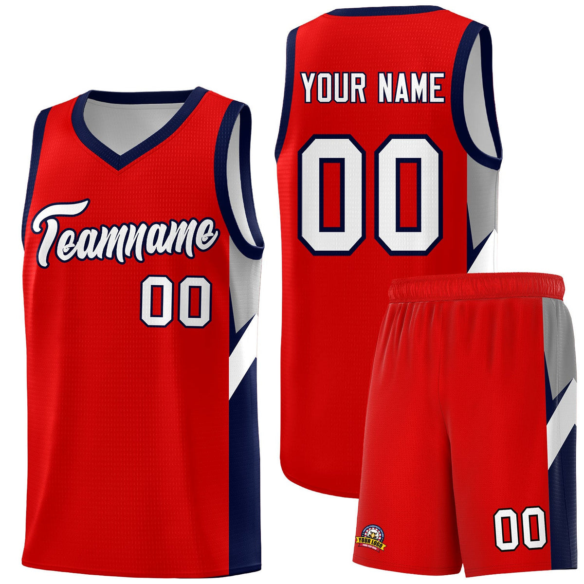 Custom Red Navy Side Design Sets Sports Uniform Basketball Jersey