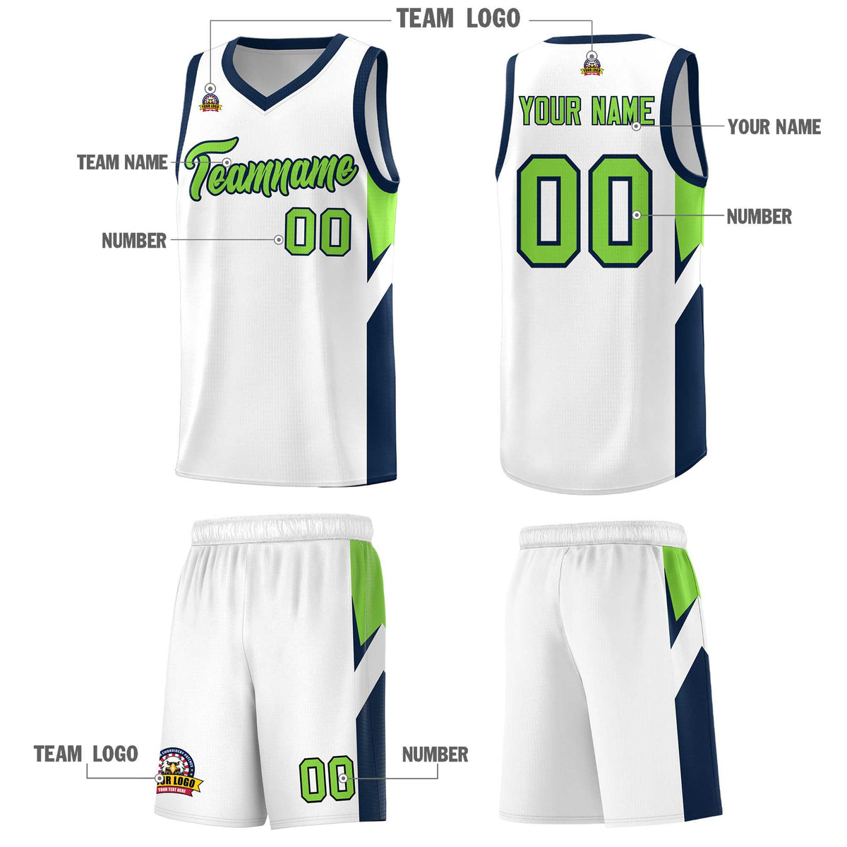 Custom White Navy Side Design Sets Sports Uniform Basketball Jersey