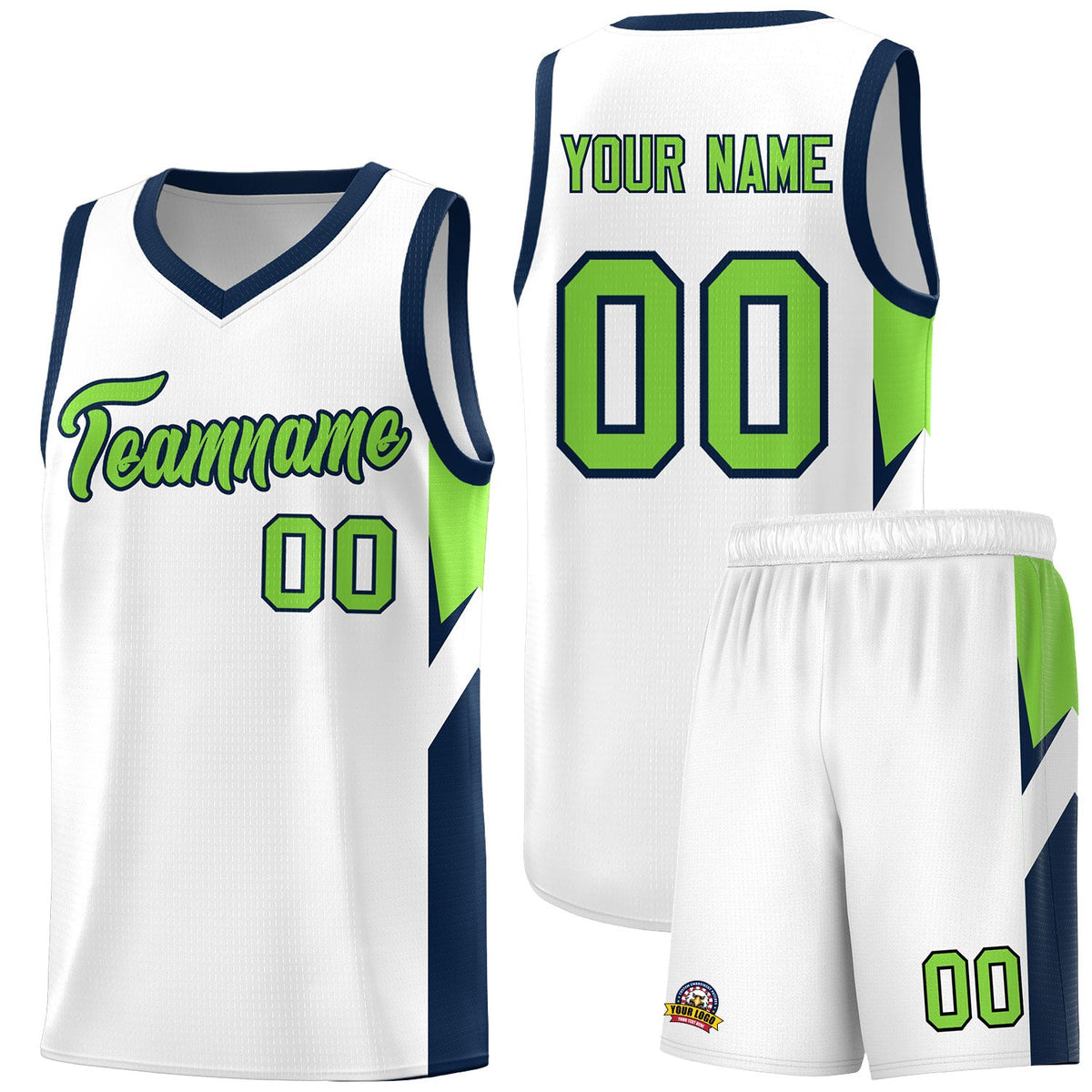 Custom White Navy Side Design Sets Sports Uniform Basketball Jersey