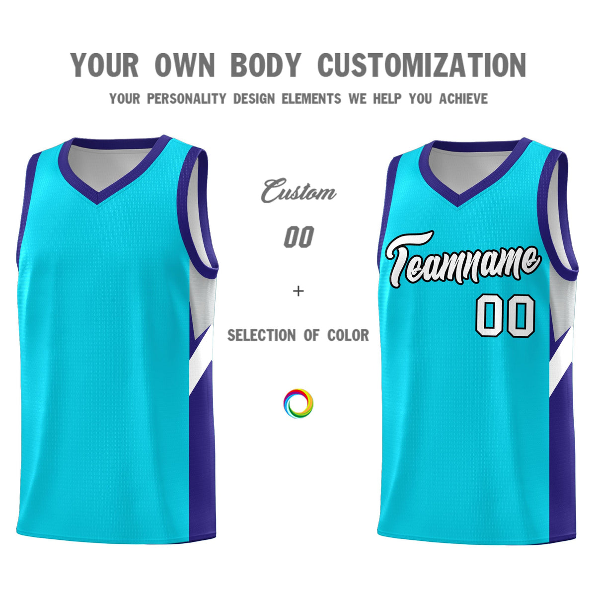 Custom Sky Blue Royal Side Design Sets Sports Uniform Basketball Jersey