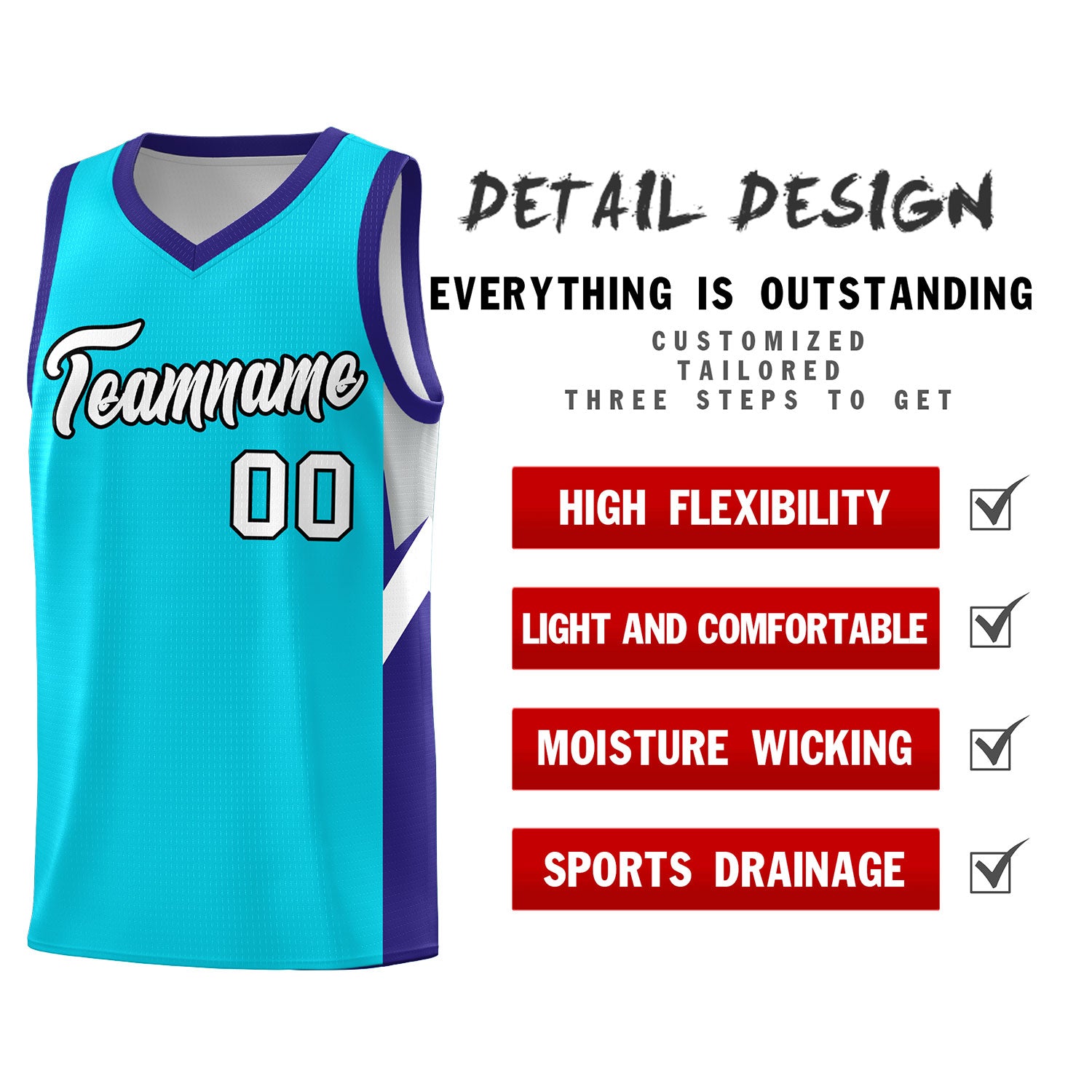 Custom Sky Blue Royal Side Design Sets Sports Uniform Basketball Jersey
