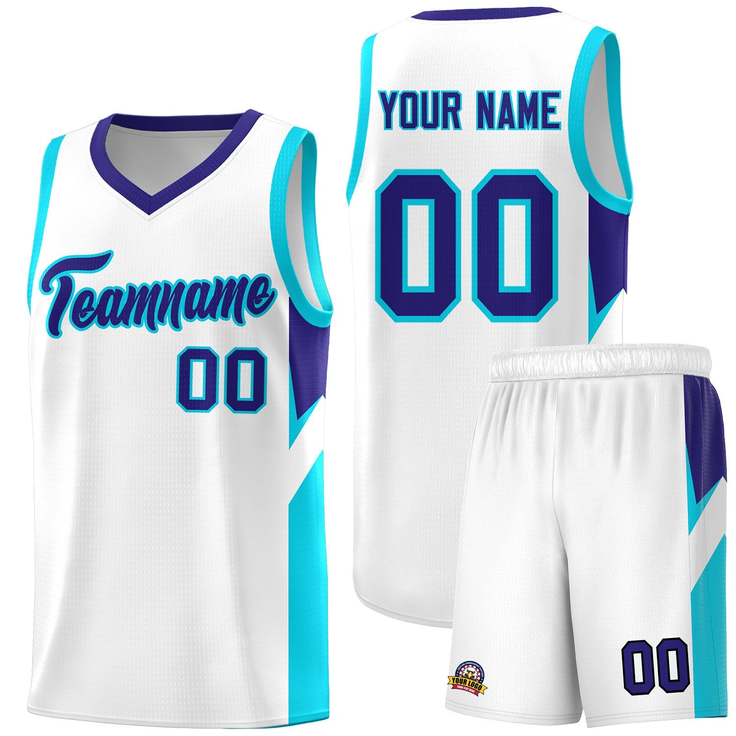 Custom White Royal Side Design Sets Sports Uniform Basketball Jersey