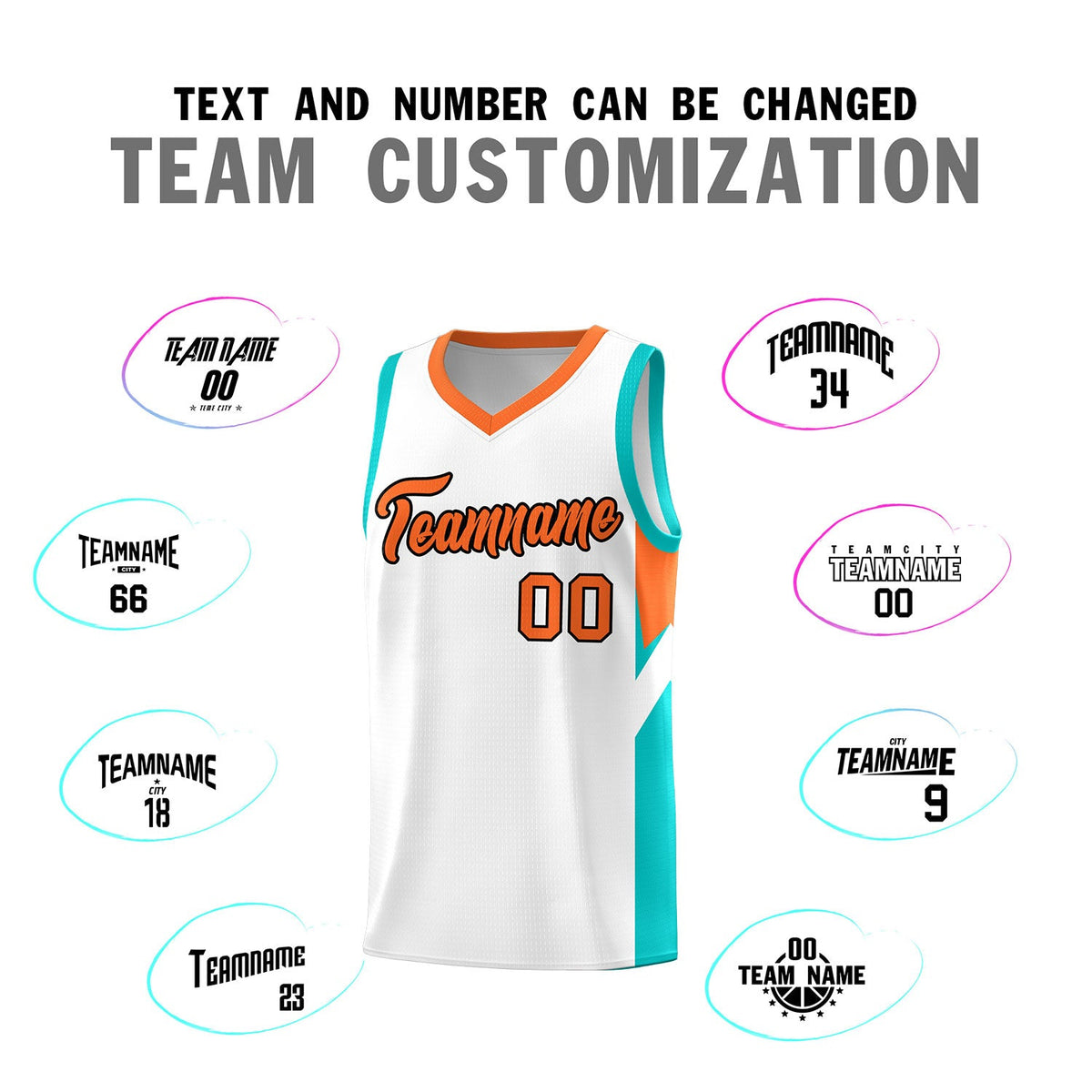 Custom White Orange Side Design Sets Sports Uniform Basketball Jersey