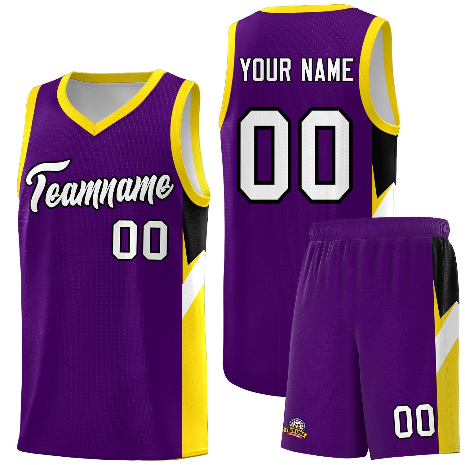 Custom Purple Gold Side Design Sets Sports Uniform Basketball Jersey