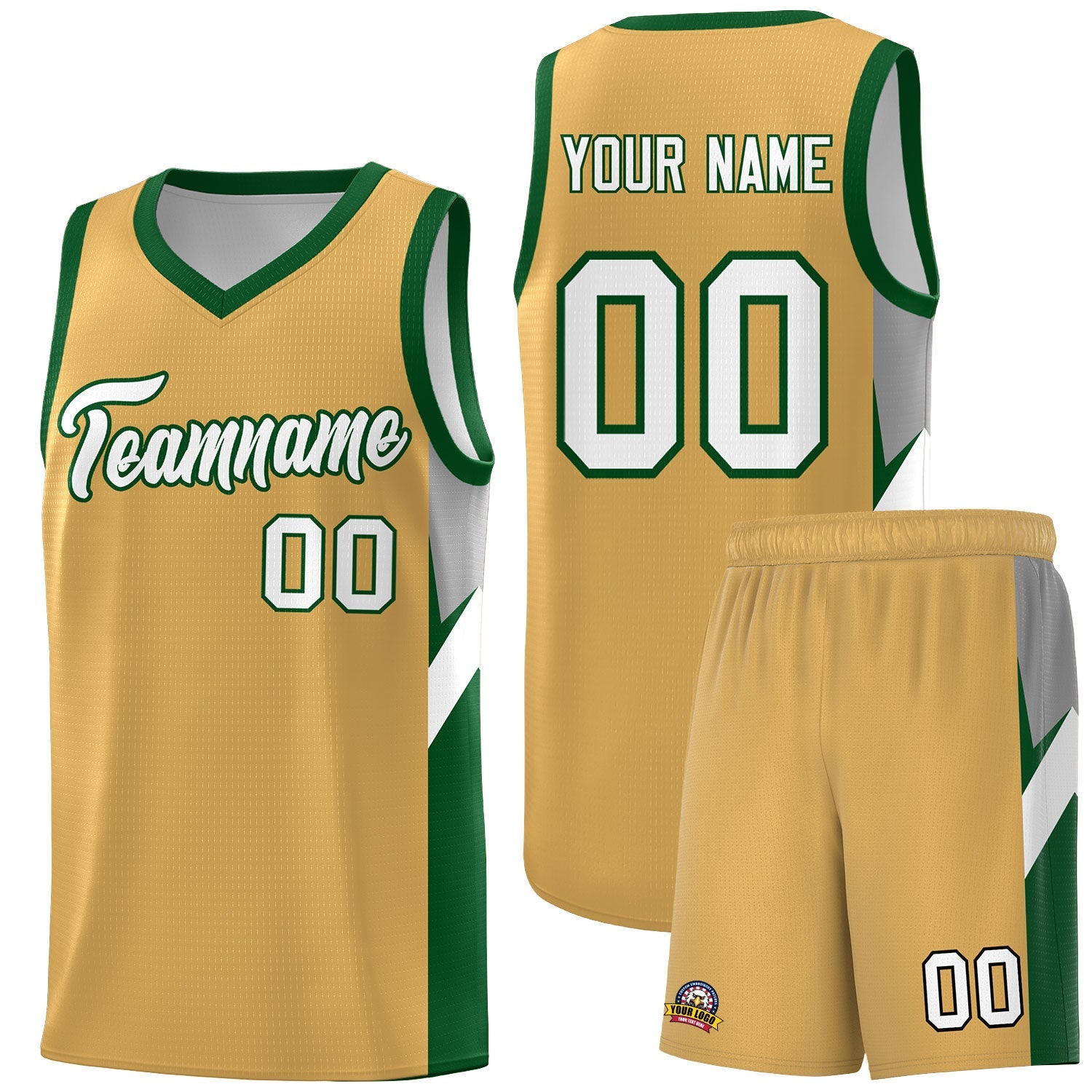 Custom Buckskin Brown Green Side Design Sets Sports Uniform Basketball Jersey