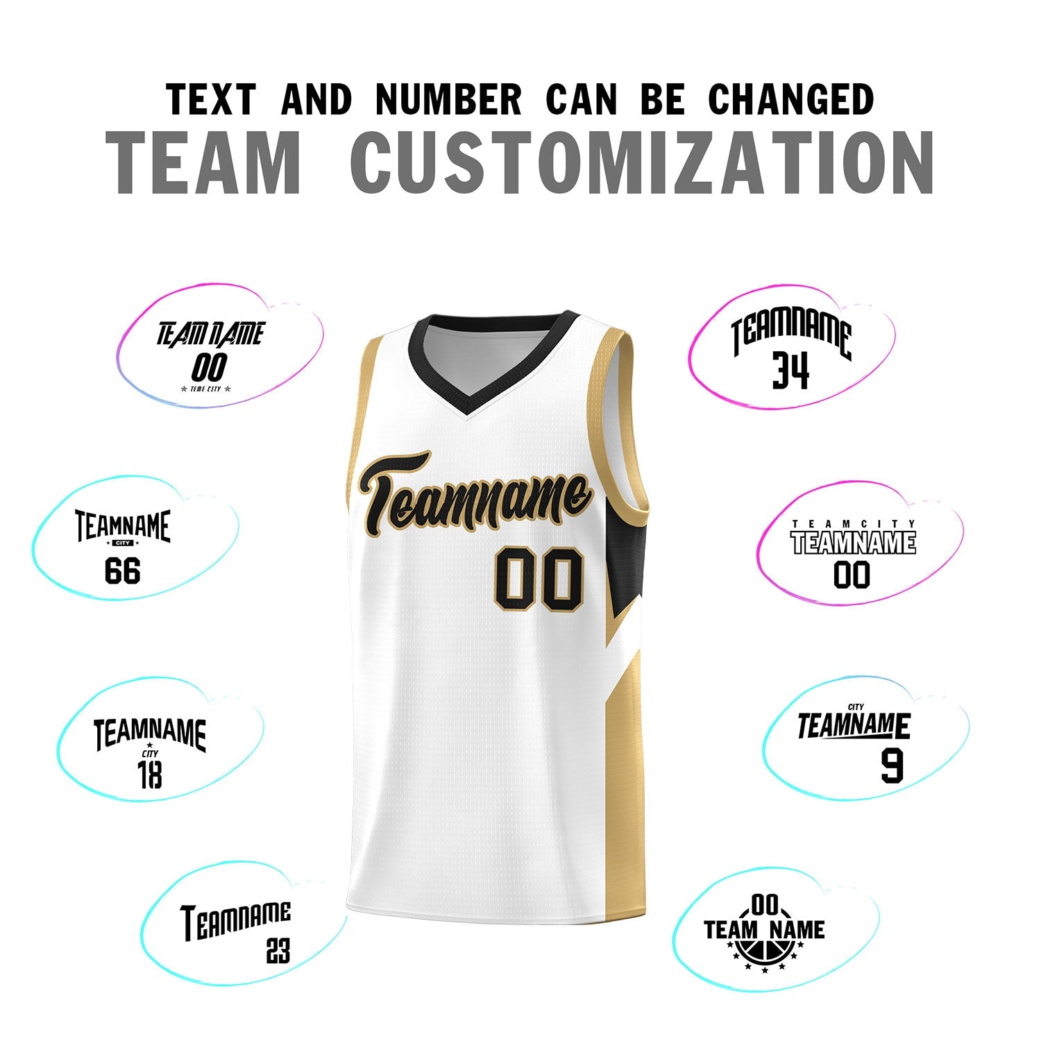 Custom White Black Side Design Sets Sports Uniform Basketball Jersey