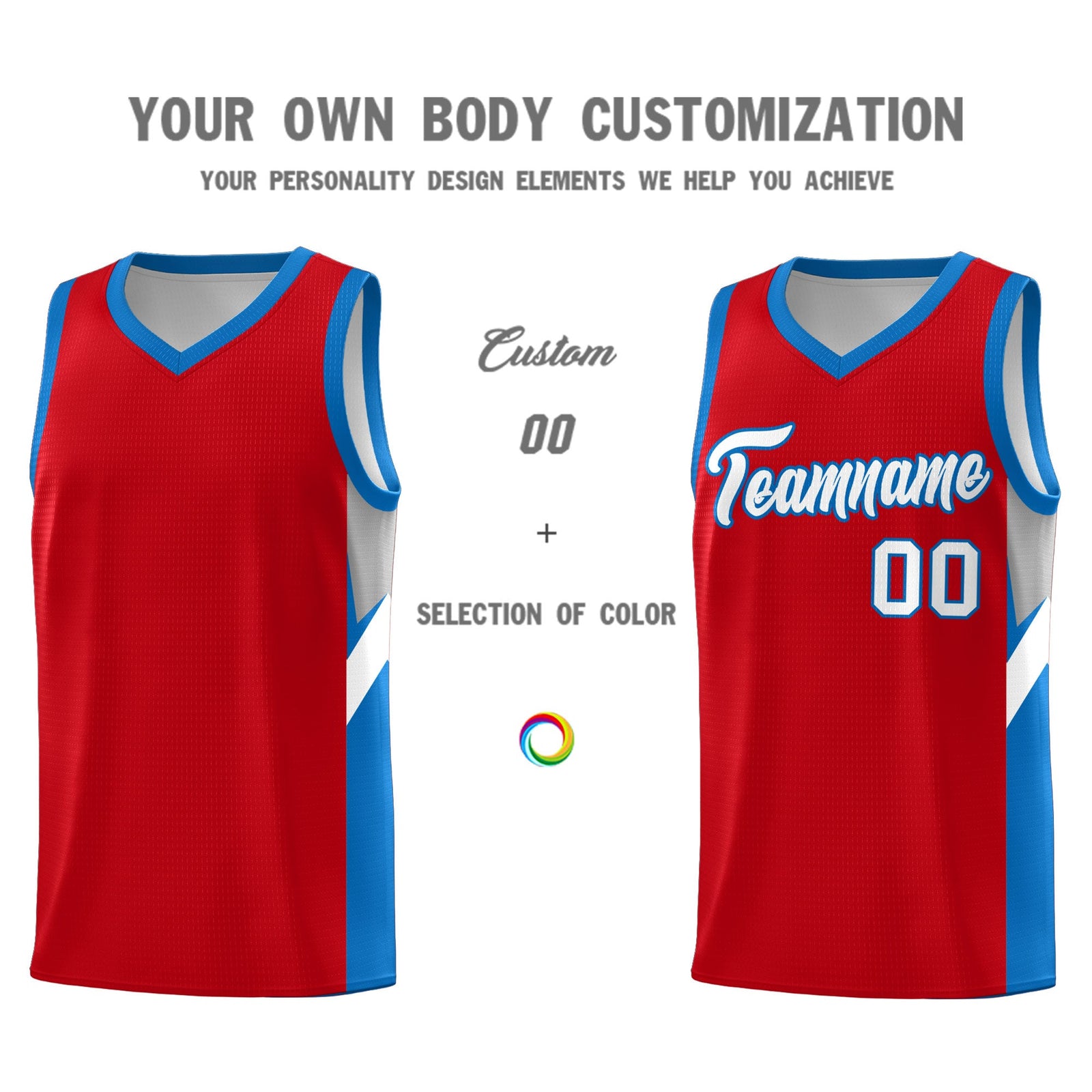 Custom Red Royal Side Design Sets Sports Uniform Basketball Jersey