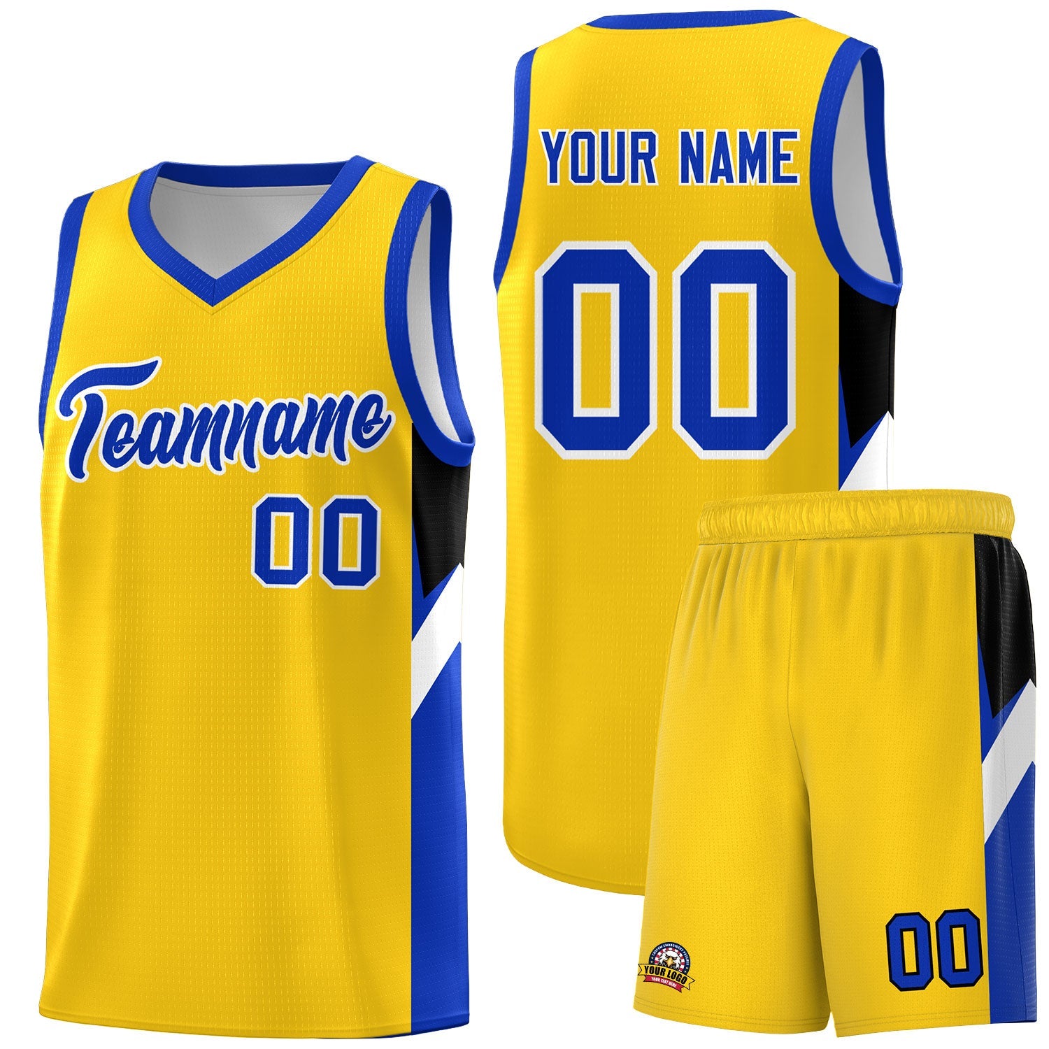 Custom Gold Royal Side Design Sets Sports Uniform Basketball Jersey