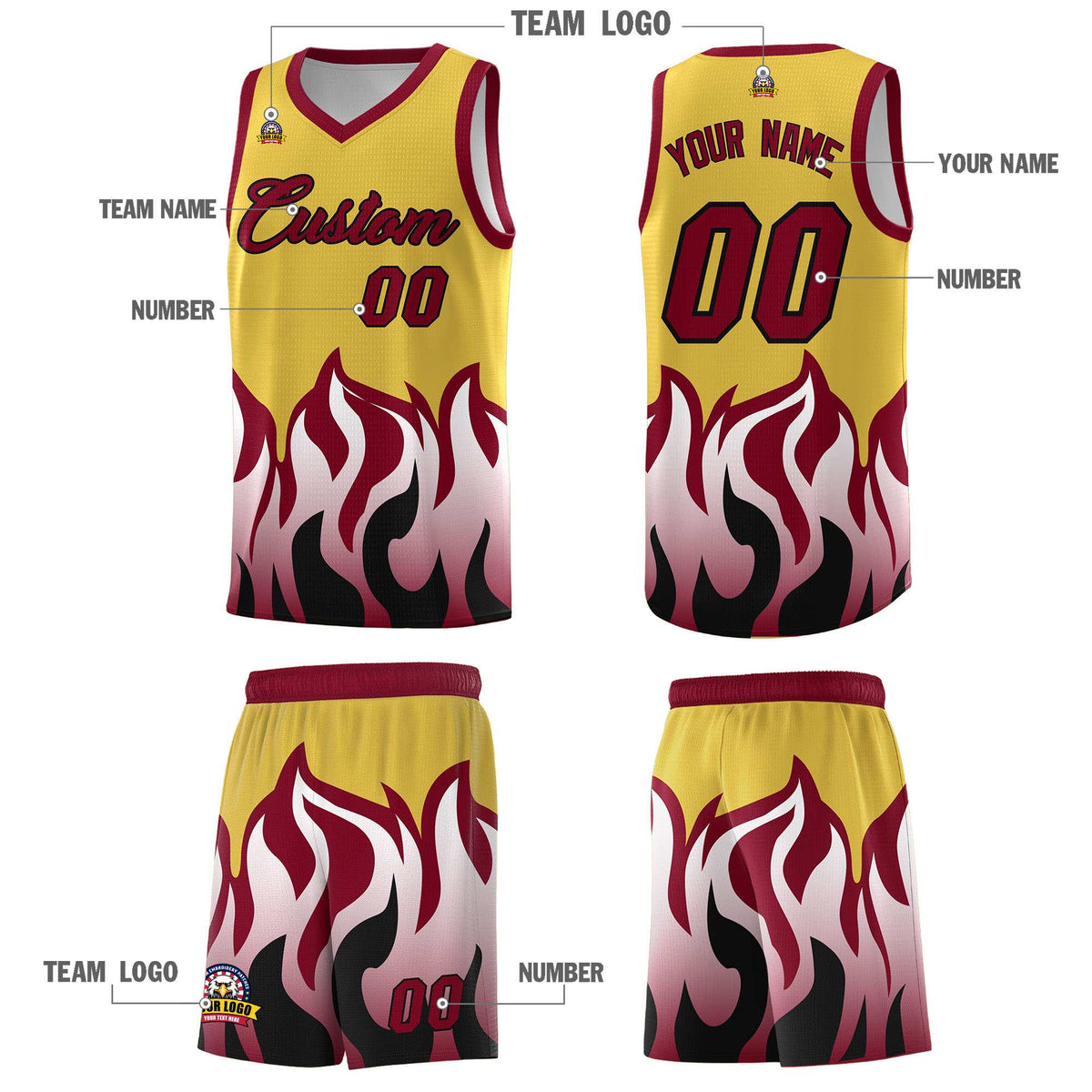 Custom Purple Crimson Hem Flame Pattern Fashion Sports Uniform Basketball jersey