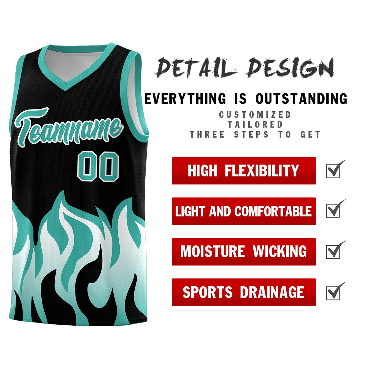 Custom Black Bright Green Hem Flame Pattern Fashion Sports Uniform Basketball jersey