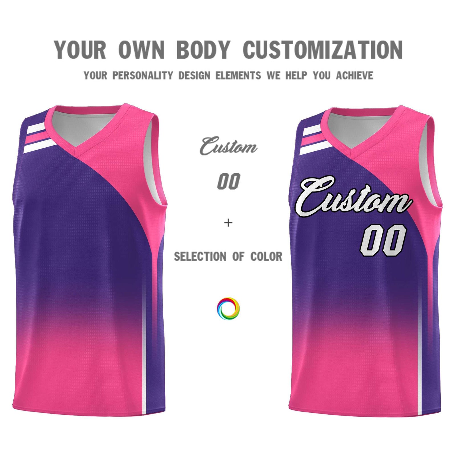 Custom Purple Pink Gradient Fashion Sets Sports Uniform Basketball Jersey