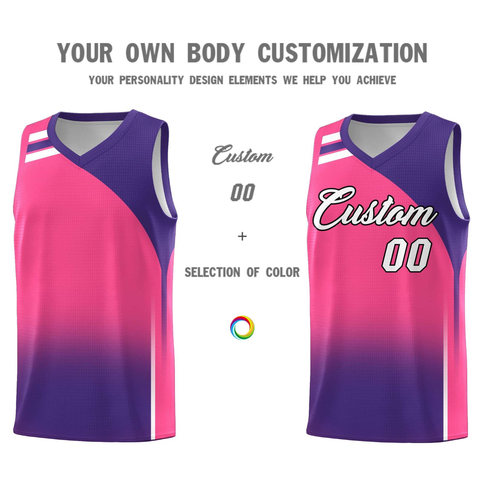 Custom Pink Purple Gradient Fashion Sets Sports Uniform Basketball Jersey