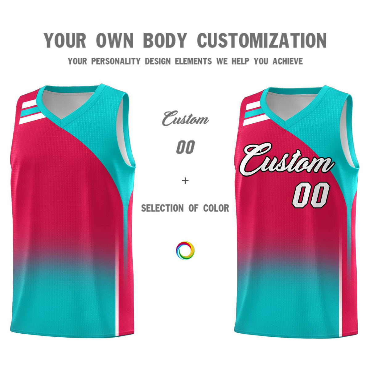 Custom Red Aqua Gradient Fashion Sets Sports Uniform Basketball Jersey