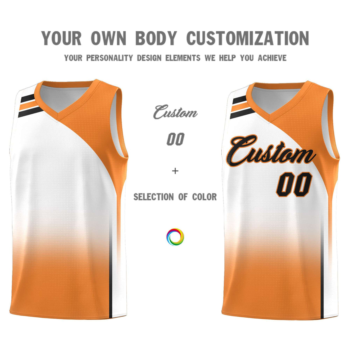 Custom White Gold Orange Gradient Fashion Sets Sports Uniform Basketball Jersey