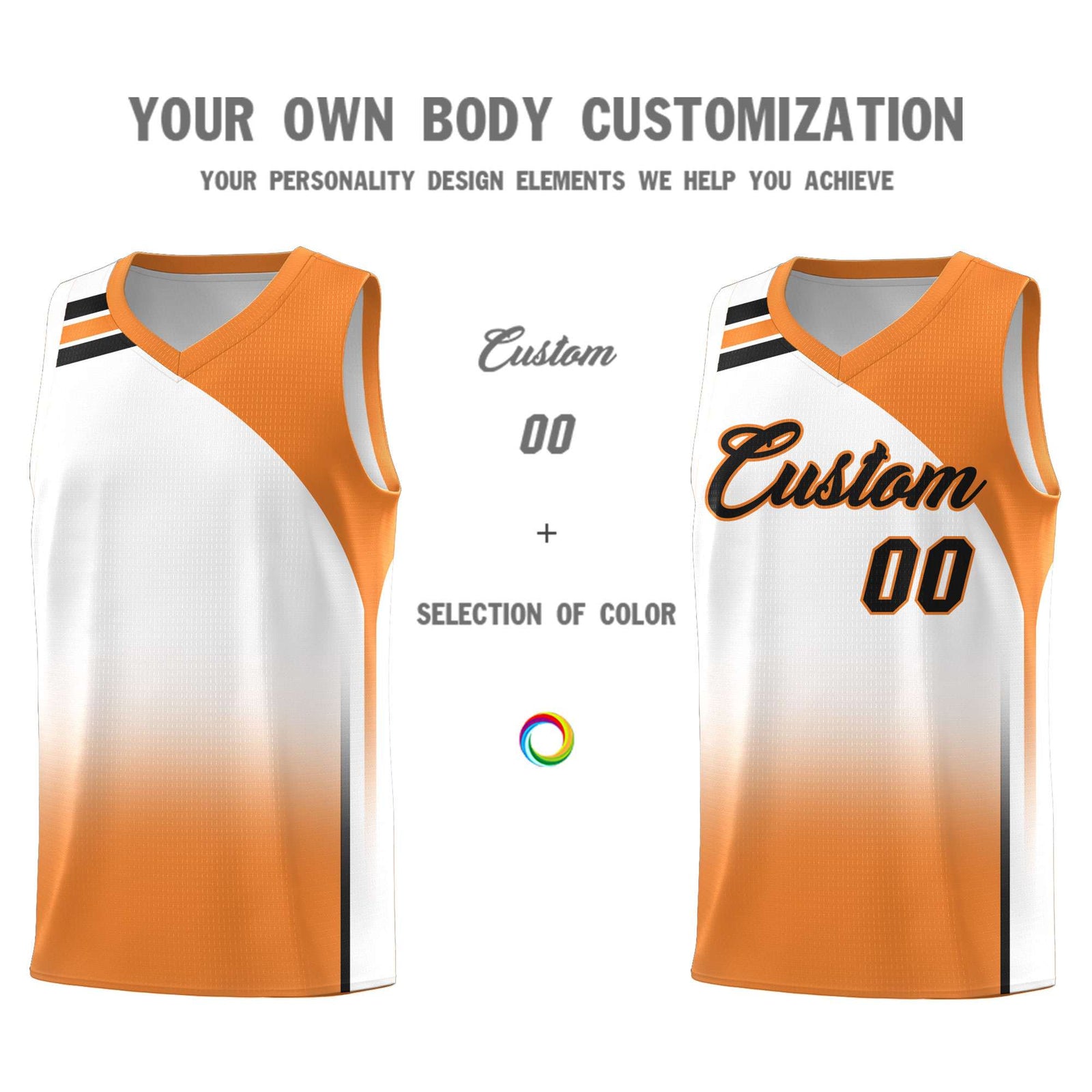 Custom White Gold Orange Gradient Fashion Sets Sports Uniform Basketball Jersey