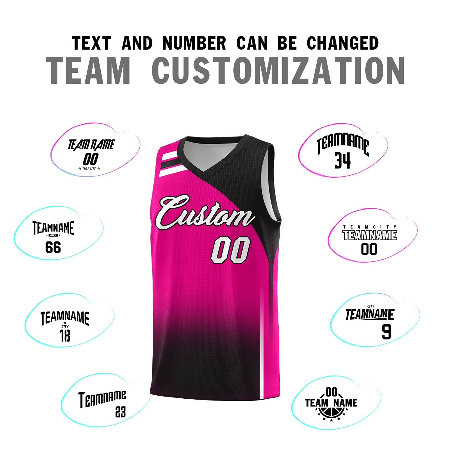 Custom Pink Black Gradient Fashion Sets Sports Uniform Basketball Jersey