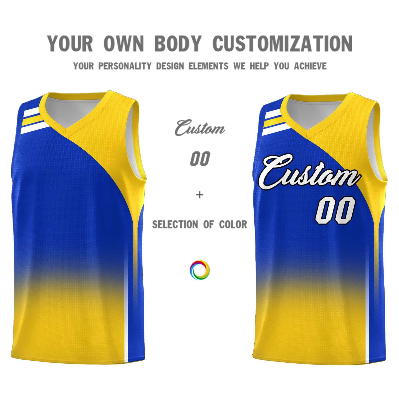 Custom Royal Gold Gradient Fashion Sets Sports Uniform Basketball Jersey