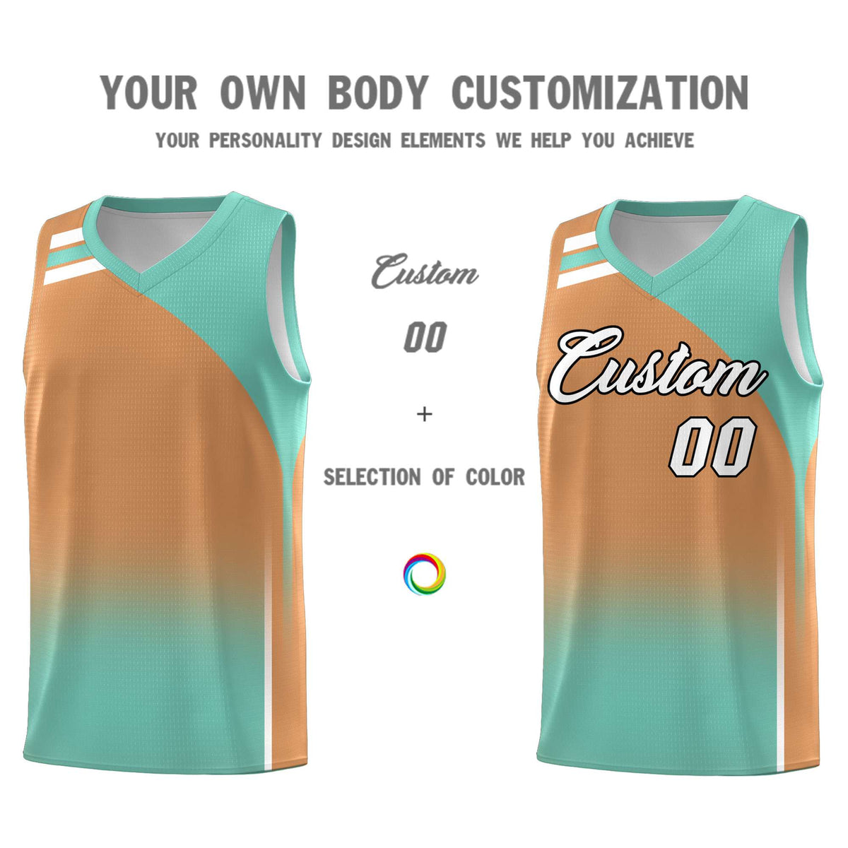 Custom Buckskin Brown Bright Green Gradient Fashion Sets Sports Uniform Basketball Jersey