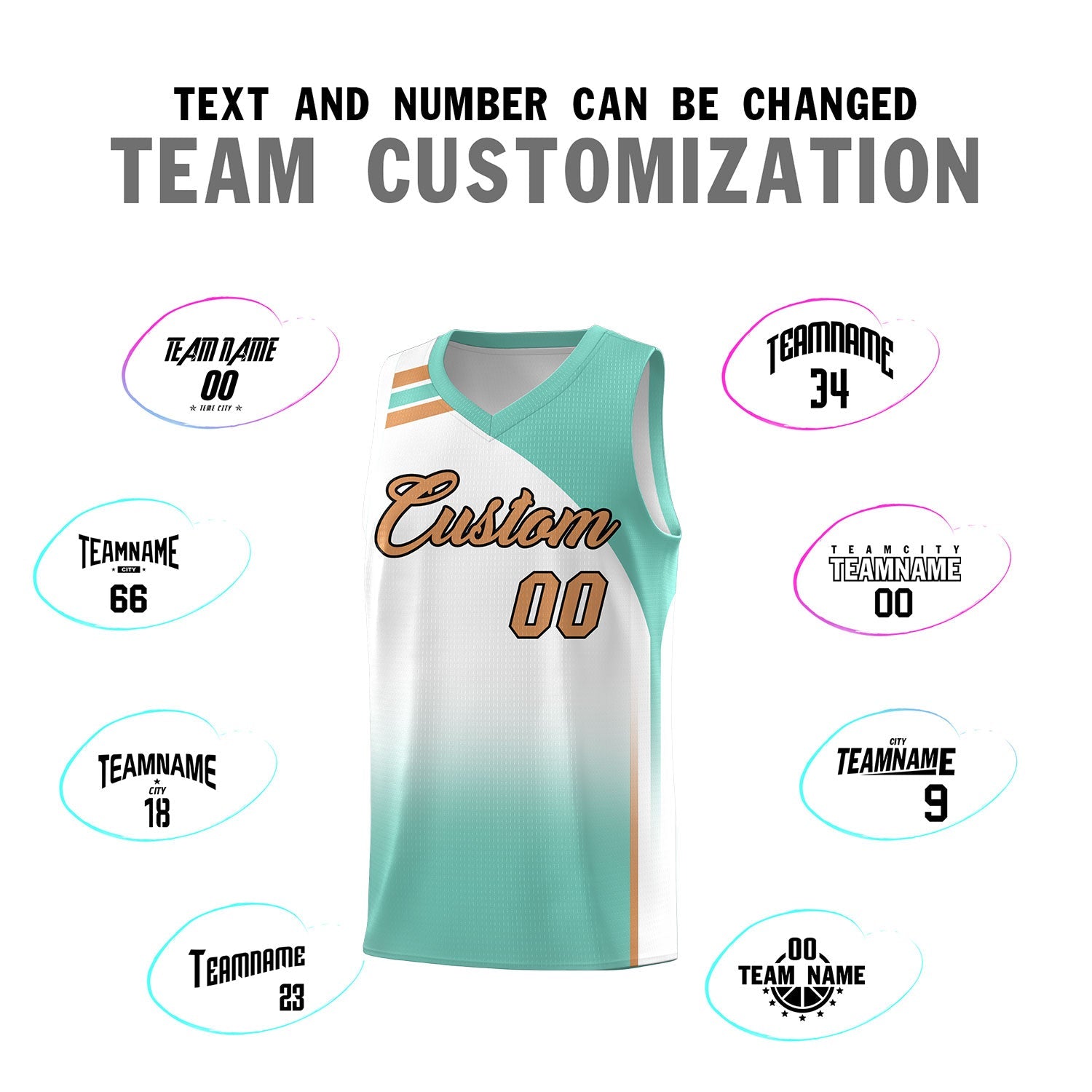 Custom White Bright Green Gradient Fashion Sets Sports Uniform Basketball Jersey