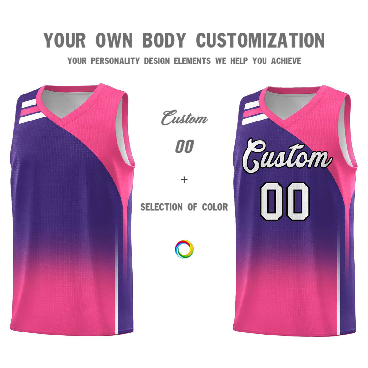 Custom Purple Pink Gradient Fashion Sets Sports Uniform Basketball Jersey