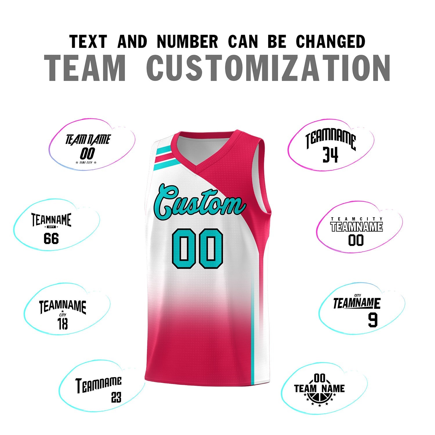 Custom White Red Gradient Fashion Sets Sports Uniform Basketball Jersey