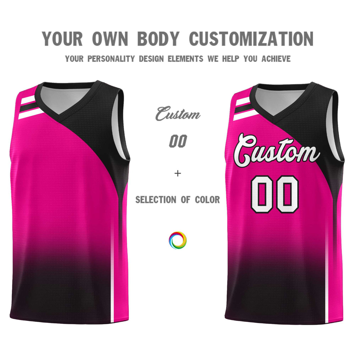 Custom Pink Black Gradient Fashion Sets Sports Uniform Basketball Jersey