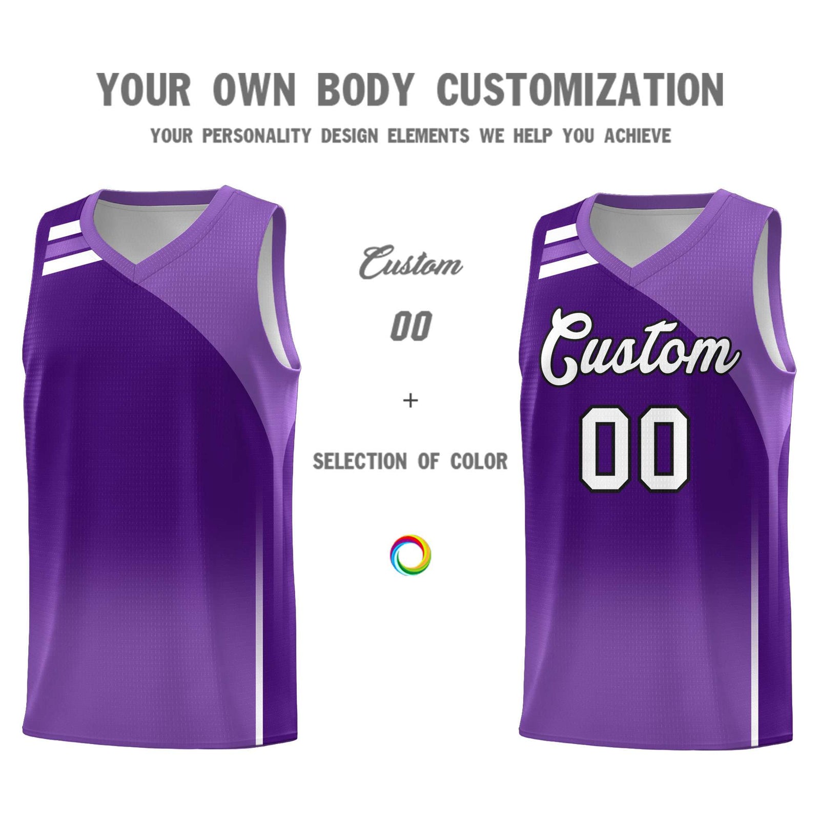Custom Purple Purple Gradient Fashion Sets Sports Uniform Basketball Jersey