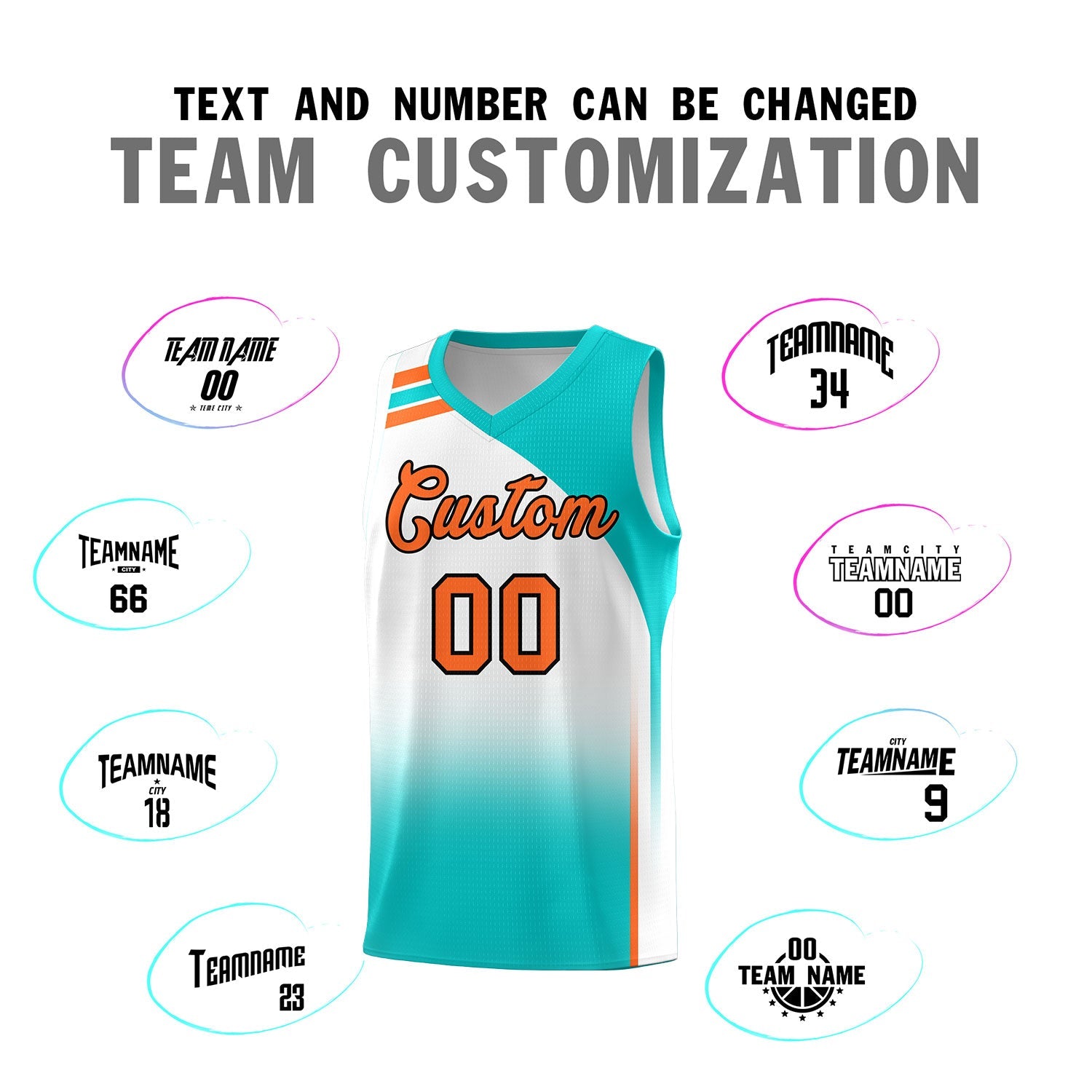Custom White Aqua Gradient Fashion Sets Sports Uniform Basketball Jersey