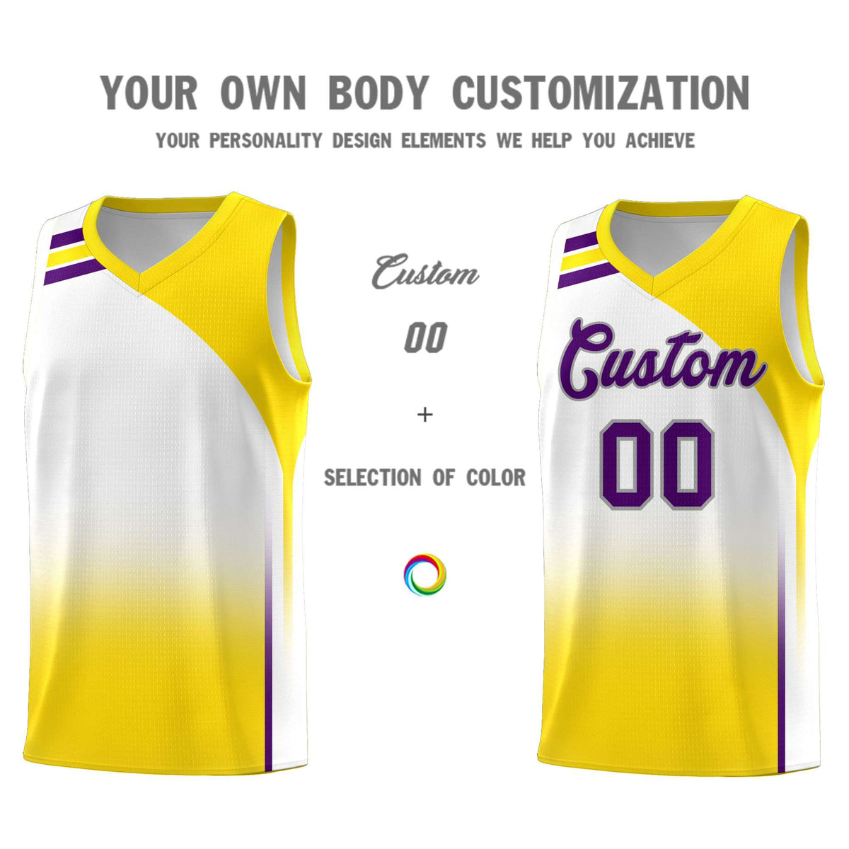 Custom White Gold Gradient Fashion Sets Sports Uniform Basketball Jersey