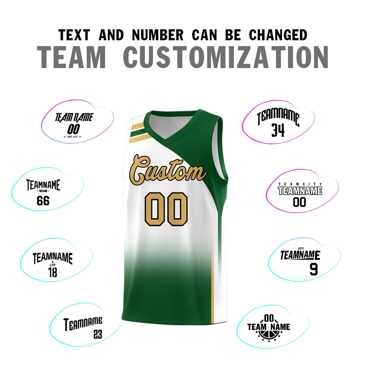 Custom White Teal Gradient Fashion Sets Sports Uniform Basketball Jersey
