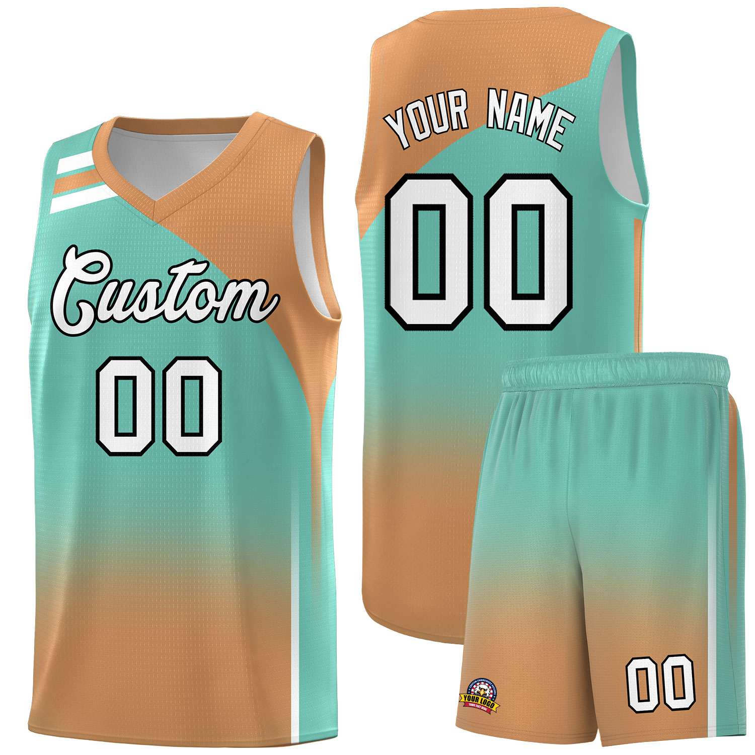 Custom Navy Buckskin Brown Gradient Fashion Sets Sports Uniform Basketball Jersey